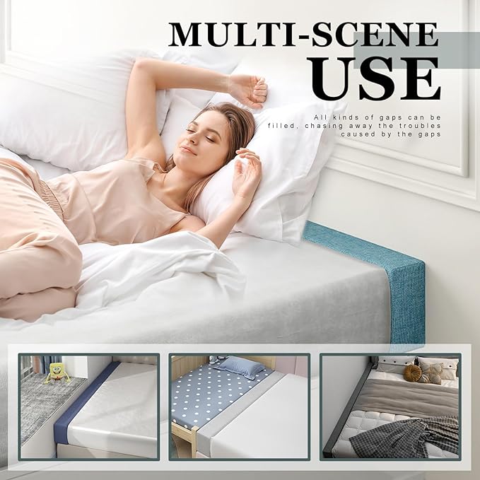 Mattress Extender, Bed Gap/Space Filler, Headboard Pillow Between Headboard and Mattress or Wall, High-Density Foam with Removable Cover（Light Grey-Queen-60 * 8 * 10in）