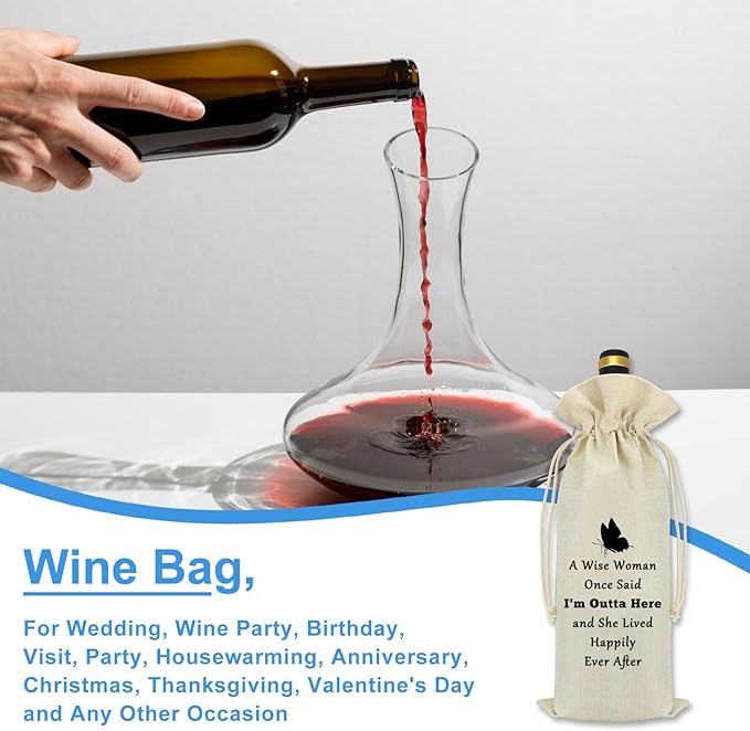 Retirement Gifts for Women Wine Bag Coworker Leaving Gifts Burlap Reusable Wine Gift Bags with Drawstrings Wine Bottle Bag Retirement Goodbye Farewell Retired Gift for Best Friend Employees Colleagues