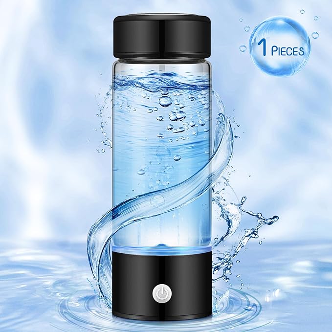Honeydak Hydro Booster Hydrogen Water Bottle 420 ml Hydrogen Water Ionizer Machine Portable Hydrogen Water Generator USB Rechargeable Water Hydrogenator for Home Office Travel (Black)