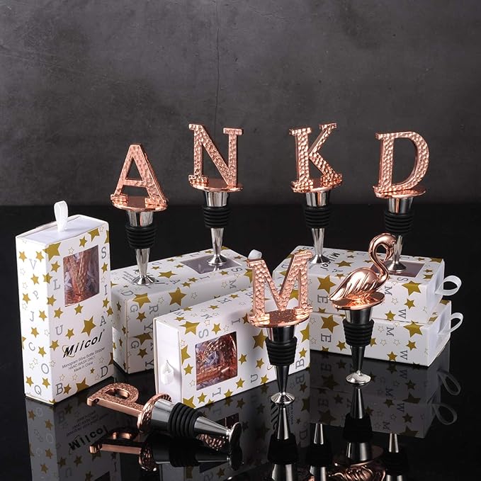 Miicol Wine Stopper, Prosecco Stopper, Wine Bottle Stopper, Personalised Champagne Stopper, Rose Gold Wine Accessories, Wine Lovers Gift, Monogram Gift, Letter E