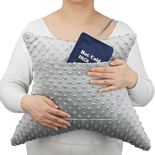 Heart Surgery Pillow Cough Recovery Pillows with 2 Pockets for Open Heart Surgery Bypass Mastectomy Breast Cancer Lumpectomy Chemo Port Pacemaker Broken Ribs Must Have Gifts Minky Dot Gray