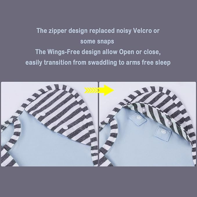 Baby Blanket Sack with Arms Free Design,Transition to Arms Free Wearable for Newborn Girl and Boy,Medium 3-6Months, Blue