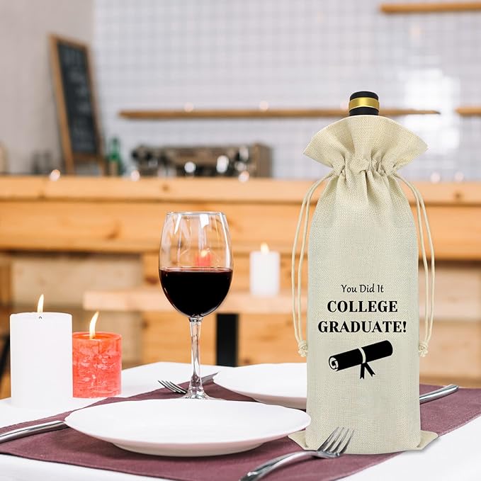 2024 Graduation Gifts Graduation Keepsake Wine Bag Graduation Gifts for Her Him Graduation Gifts for Senior College Graduation Gifts for Nephew Niece Brother Sister Son Daughter Wine Bottle Bags