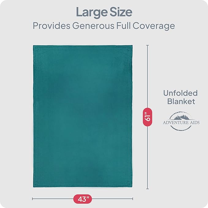 Travel Pillow & Blanket Set - Super Soft 2 in 1 Blankets with Cozy Hand & Feet Pouches Zip into Plush Pillows - Large Size Wraps You in Warmth on Airplanes - Luggage Sleeve & Backpack Clip (Teal/Red)