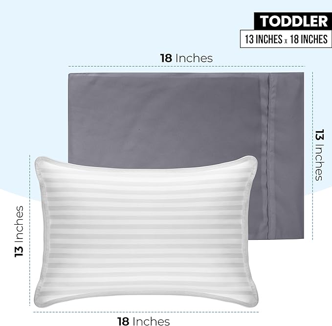 Utopia Bedding Toddler Pillow Cases - 2 Pack - Envelope Closure - Soft Brushed Microfiber Fabric - Shrinkage and Fade Resistant Pillow Covers 13 X 18 Inches (Toddler, Grey)