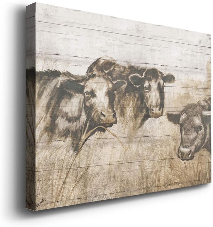 Renditions Gallery Canvas Animal Wall Art Modern Decorations Paintings Vintage Sepia Cows Abstract Black & White Farmhouse Artwork Prints for Bedroom Office Kitchen - 8"x12" LT33