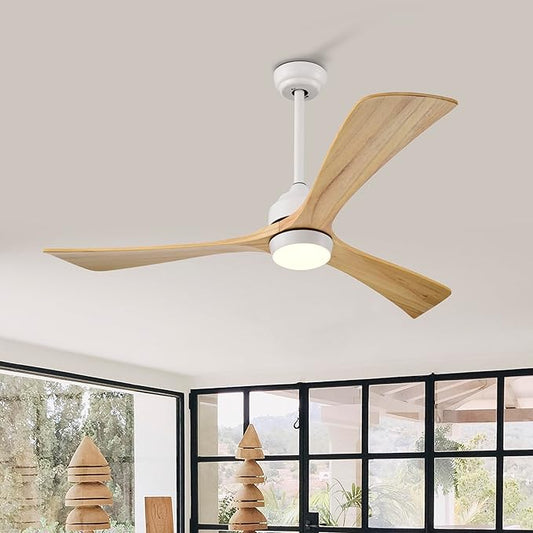 NicBex Ceiling Fan 52 Inch Ceiling Fan with Lights Ceiling Fans with 3 Blades and Remote Control Reversible Ceiling Fan with 6 Wind Speed Levels for Bedroom, Living Room, Natural White