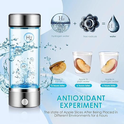 Hydrogen Water Bottle Generator, AquaHealth Rechargeable Portable Hydrogen Water, Hydrogen Water Ionizer Machine, with SPE/PEM Technology, for Home, Office, Travel, Fitness. with Gift Box.