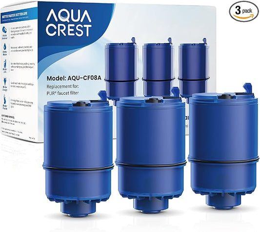 3 Pack Filter Replacement for All PUR®, PUR®PLUS Faucet Filtration Systems, Pur® RF-9999® Faucet Water Filter, NSF Certified, AQUA CREST