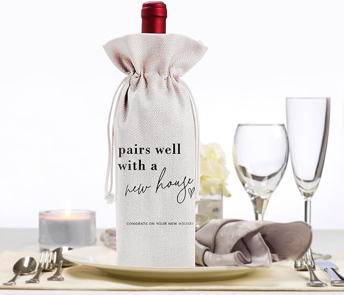 Housewarming Gift Wine Bag, New Home Wine Gift Bag for New Home Owner Gift, Realtor Gift to Clients, Housewarming Party Decorations, Party Supplies and Favors-21