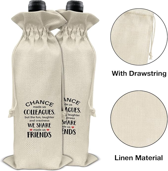 HOIJAUMAI Gift for Colleagues, Friendship Gifts for Coworkers Colleagues, Colleagues Wine Bag Coworker Wine Gift Bags for Women Men