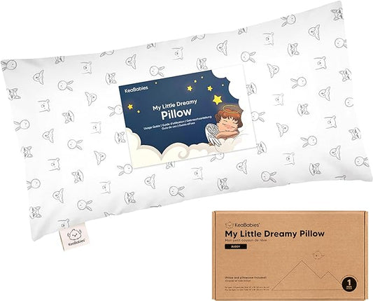 Toddler Pillow with Pillowcase - 10x18 My Little Dreamy Pillow, Organic Toddler Pillows for Sleeping, Kids Pillow, Small Pillows, Toddler Travel Pillows for Sleeping, Toddler Bed Pillows (KeaDoodles)