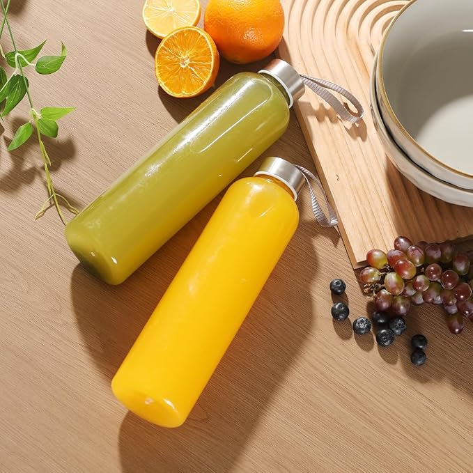 Plastic 27 Oz Water Bottle Clear Bottles Reusable Leak-Proof Seal Bottle with Stainless Steel Lids and Cleaning Brush for Fitness,Sports,Travel (4)