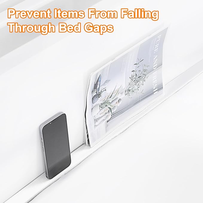 MABOZOO Bed Gap Filler Cushion, Long Thick Filler Bolster Pillow Stopper for Headboard Space Gap, Bed Mattress Extender Bed Wedge Pillow (White, 2X6X79inch)