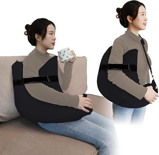 Shoulder Surgery Pillow, Ergonomic Rotator Cuff Pillow, Comfortable Post Shoulder Surgery Pillow, Adjustable Structure Provide Support, Shoulder Pain Relief (Black, Arm & Shoulder Strap)