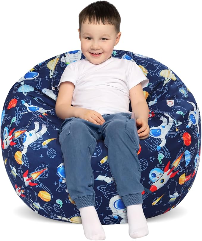Bean Bag Chair for Kids Stuffed Animal Storage Beanbag Chairs,Toddler Toy Storage Organizer for Girls and Boys,Large 32'' Cover Only（No Filling