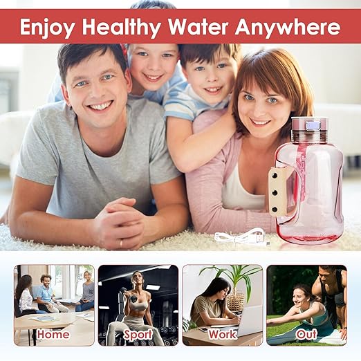 Hydrogen Water Bottle Generator, 1.5L Large Capacity Hydrogen Water Bottle for Home Outdoor, Travel, Office (Pink)