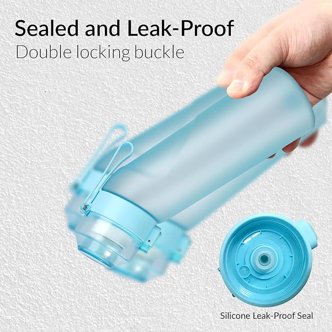 Matt Finish Water Bottle With 1 Flavor Pod | Include Straw and Strap | Silicone Leak-Proof Ring BPA Free, Air Water Bottle
