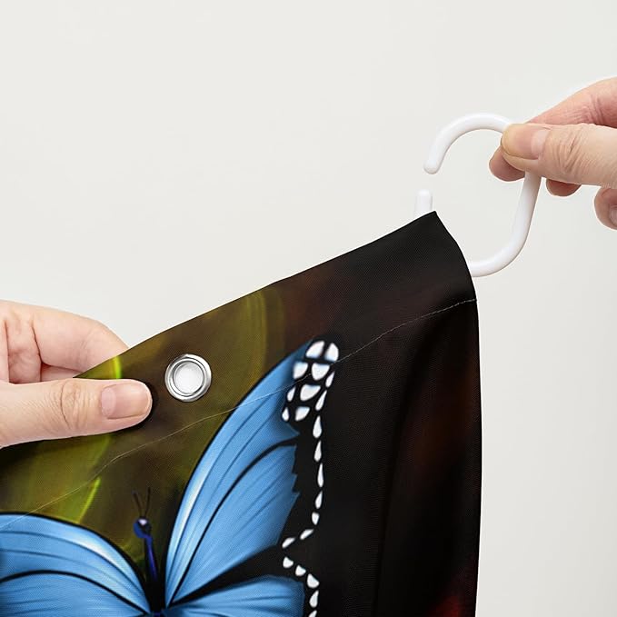 AILONEN Beautiful Butterfly Shower Curtain,Colortul Butterfly with Fog Bath Curtain for Bathroom for Girls,Boho Style Waterproof Fabric Shower Curtain Set with Hooks,72" W*72" H