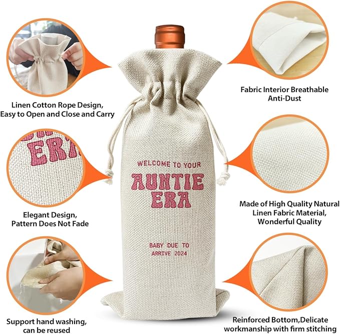 Promoted to New Auntie Gift Wine Bag 2024, Baby Announcement Gift for New Aunt 2024, Religious Pregnancy Announcement, Baby Shower or Party Favor, Auntie to be Gift