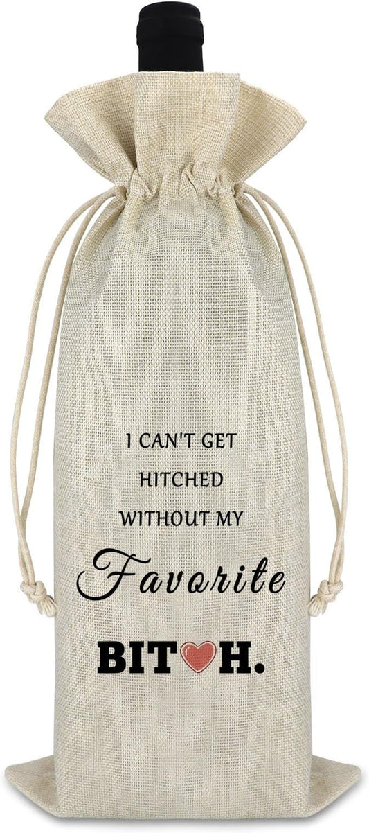 Maid of Honor Gift Wedding Gifts for Friends Wine Bags Valentine Gift Proposal Gift for Women Girlfriend Birthday Christmas Gifts for Bridesmaids Sister Reusable Burlap Wine Wrap Bags Engagement Gift