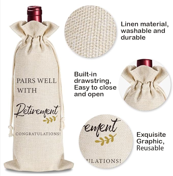 Retirement Gifts for Woman Men, Pairs Well With Retirement Wine Bag, Retirement Gifts Leaving Gifts for Colleagues BBF Boss Doctors Nurse Teachers Retirees, 1 Wine Bag with 1 Funny Retirement Card