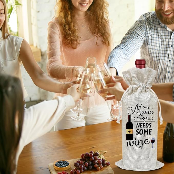 Mama Wine Bag, Mom Gifts Birthday Gifts for Mom Mother Wife Aunt, Retirement Gift Wine Bag Party Favor Wine Champagne Gift Bag With Drawstring -27