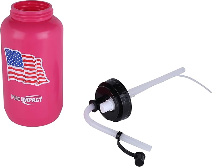 Pro Impact Squeezable Water Bottle with Bendable Long Straw and Spray cap - LDPE BPA Free Plastic - Hydration for Baseball Hockey Gym MMA Yoga Boxing Cycling Softball Football Lacrosse (35.5 Oz.)