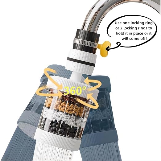 Kitchen Hotel Faucet Mounted Filter for Washing Vegetables, Fruits, Travel Portable Faucet Water Filter Filter Activated Carbon Remove Chlorine Heavy Metals Hard Water, 2-Piece Set（Pink)