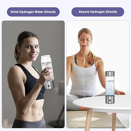 Hydrogen Water Bottle, 420ML Portable Rechargeable Hydrogen Water Ionizer, 3 Minute Rapid Electrolysis, Advanced SPE/PEM Technology, for Home, Office, Travel, Fitness, Drinking