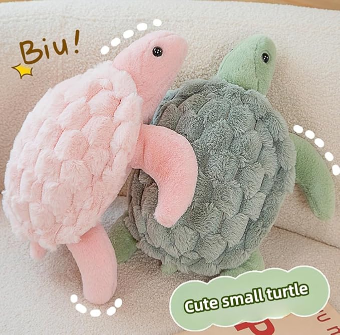 Soft Sea Turtle Plush Toy, Cute Turtle Stuffed Animals, Small Turtle Plush, Tortoise Plushies Pillow Gifts for Kids Adults (Pink 11 in)
