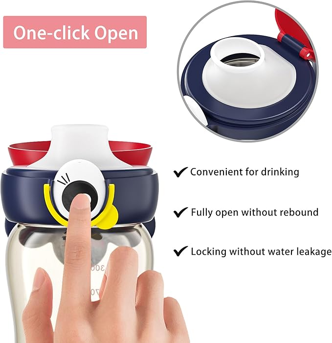 Kids Water Bottle for School or Travel, 11oz Reusable Kids School Water Bottle, Leak-Proof Portable Water Bottle for Girls & Boys, BPA-free (Red, 1 Pack)