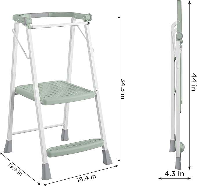 COSCO 2-Step Kitchen Stepper™ Adult Folding Step Stool, Kids Folding Stepper, Green