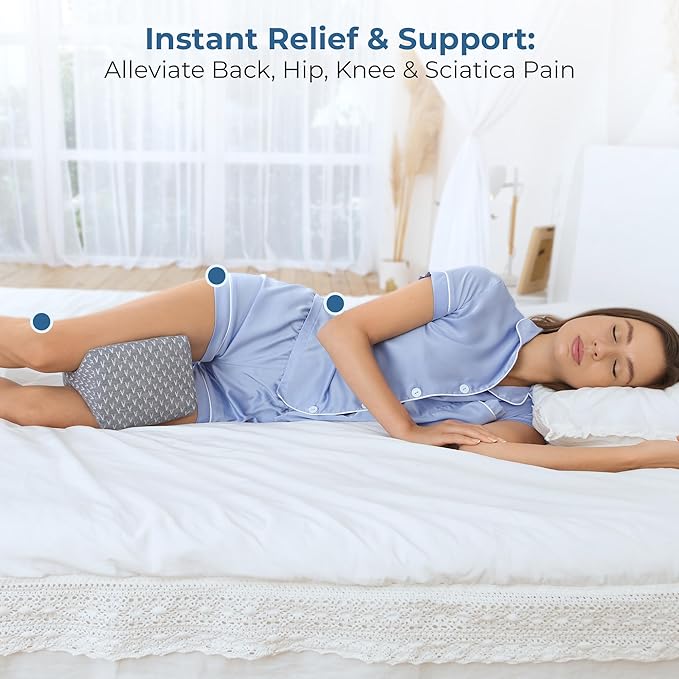 5 STARS UNITED Knee Pillow for Side Sleepers - Memory Foam Leg Pillow for Side Sleeping - Between Legs Pillow for Hip and Lower Back Pain - Sciatica Pain Relief
