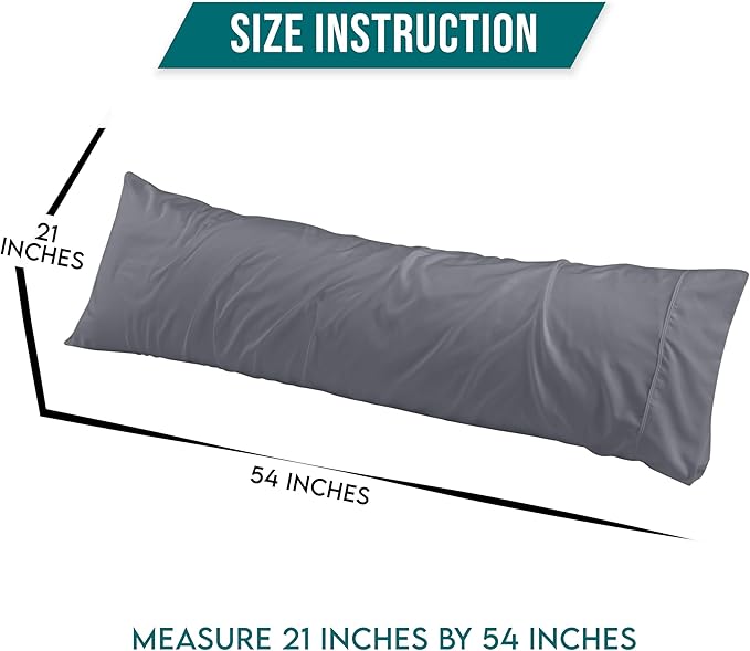 Utopia Bedding Body Pillow Cases - 2 Pack - Envelope Closure - Soft Brushed Microfiber Fabric - Shrinkage and Fade Resistant Pillow Covers 21 X 54 Inches (Body, Grey)
