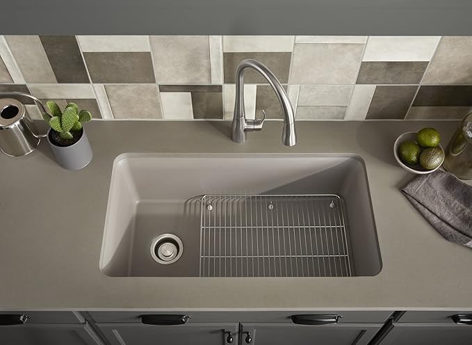 KOHLER K-8206-CM3 Cairn Sink, 33 in, Matte Taupe
