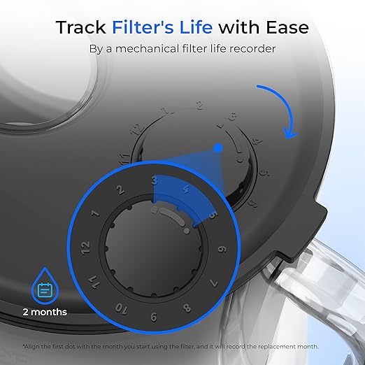 Waterdrop Glass Water Filter Pitcher with 1 Filter, Eco-Friendly, with NSF 53&42&372 Certified Filter, 7-Cup, Reduces PFOA/PFOS, Chlorine, Cadmium, Copper, Mercury, BPA Free, Easy to Clean, Black