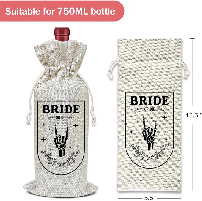 Engagement Wine Bag, Engagement Gift for Couples Friends Sister Bestie Coworkers, Bridal Shower Wine Gift Bag, Party Favor Wine Champagne Gift Bag With Drawstring -21