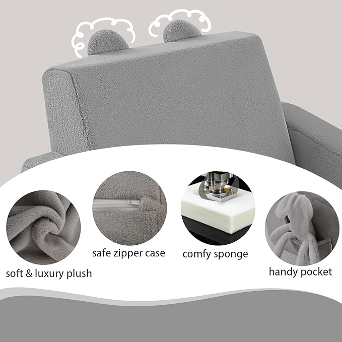 MeMoreCool Folding Toddler Chair, Cmofy Plush Fold Out Kids Couch Sofa, Convertible Kid Sofa Bed, Flip Out Baby Recliner for Toddlers 1-3 Girls Boys