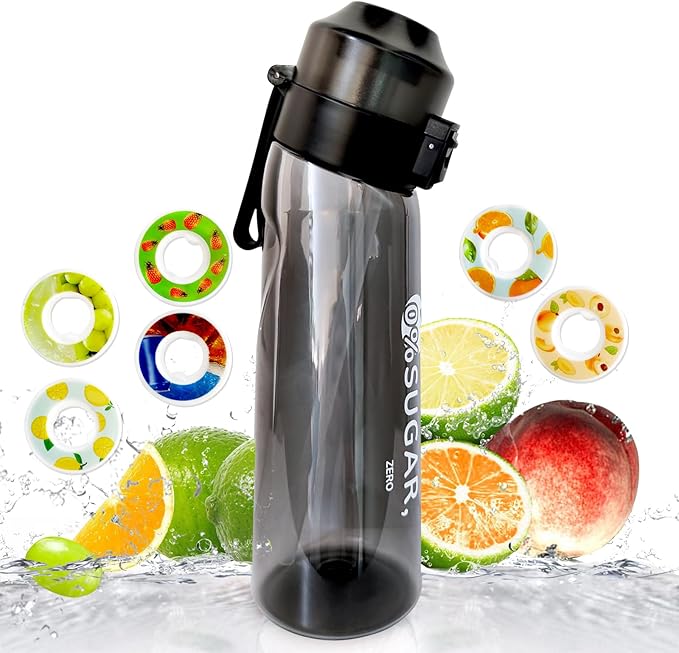 Leak Proof 650ML Scented Sports Water Bottle With Straw and Flavor Pods - Great Gift Idea for Outdoor Activities