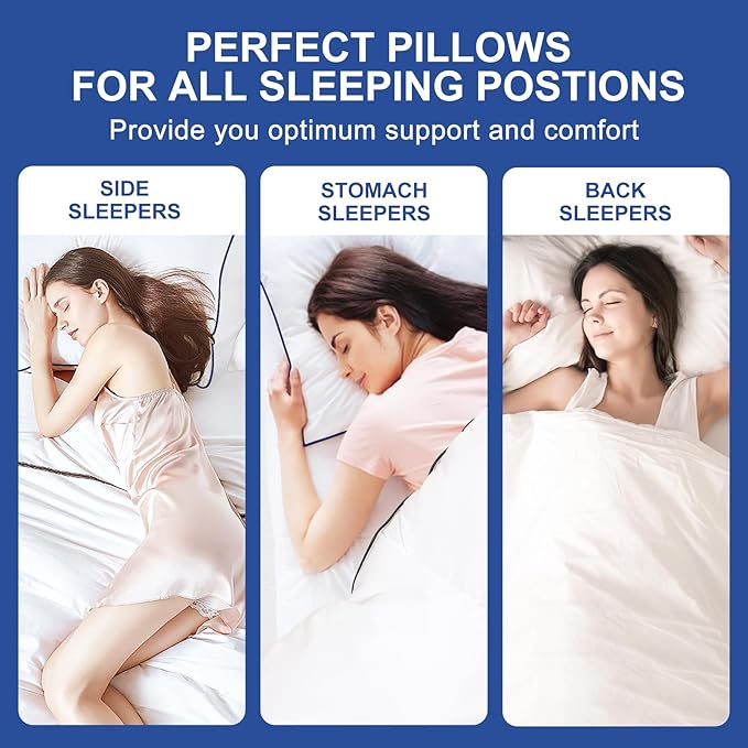 Premium Pillows Queen Size Set of 2, Fluffy and Supportive 7D Down Alternative Bed Pillows, Luxury Soft Hotel Quality Gusseted Pillow for Side Back Stomach Sleepers, Relief Neck Head and Shoulder Pain