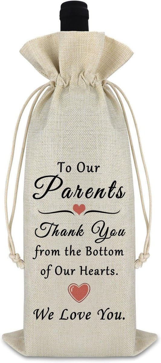 Mother's Day Gift for Mom Thank You Gift for Mom Dad Parents Wine Bag Parents Wedding Appreciation Gift for Mother Father Champagne Wine Bag Gift for Women Men Birthday Anniversary Christmas Gift