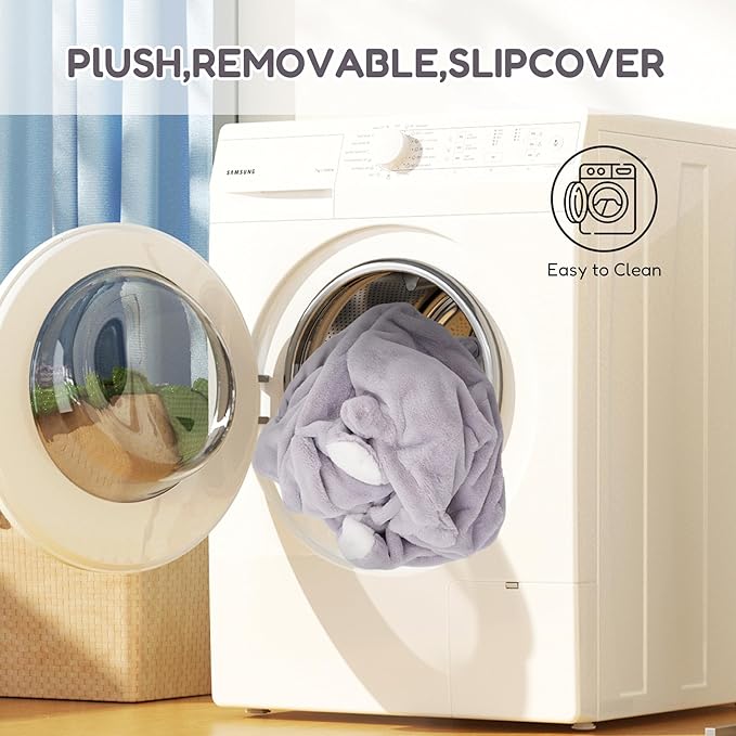 Kids Sofa Chair for Toddler, 2-in-1 Folding Soft Baby Couch with Removable Cover, Comfy Plush Children's Recliner, Convertible Floor Sofa Bed to Lounger for Girls Boys Age 1-3,Cat Grey