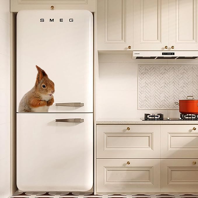 Cute Squirrel Wall Decal Peel and Stick Funny Realistic Squirrel Wall Sticker Decal for Kitchen Bedroom Playroom Game Room Farm Barn Funny Car Sticker Gift