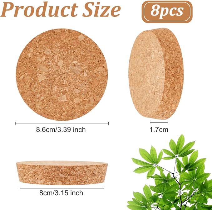 OLYCRAFT 8 Pcs Large Cork Stoppers Tapered Cork Plugs Wood Corks Lids Bottle Lids Cork Stoppers 3.1~3.4 inch Wine Bottle Stoppers Wood Jar Cork for Kitchen Wedding Favor Canning - 1.7cm Thick