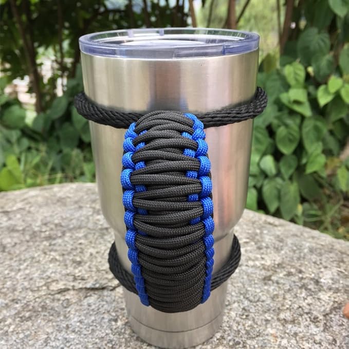Handmade Paracord Handle for Yeti/Rtic/Ozark Trail Rambler 30 Oz Tumbler. Blue/black
