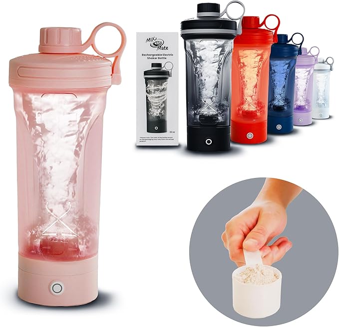 Electric Shaker Bottle, Portable Blender Protein Shaker, USB Rechargeable MixMate Blender For Protein Shakes Pre Workout Greens Coffee Pancake Mix Cocktail Cocktails (Pink a Boo)