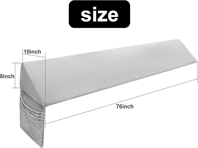 King Bed Wedge Pillow for Headboard,Foam Headboard Pillow Wedge,Bed Gap Filler,Mattress Wedge,Mattress Gap Filler - Fill The Gap (0-8") Between Headboard and Mattress (Gray, 76"x10"x8")