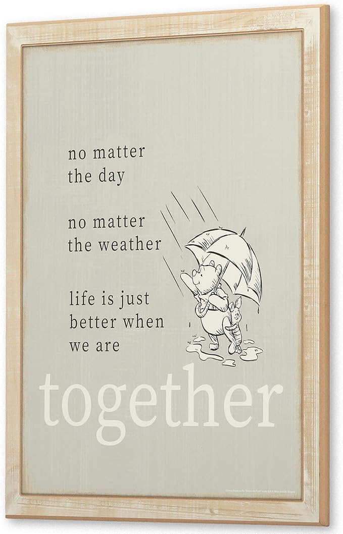 Open Road Brands Disney Winnie The Pooh and Piglet Better Together Wood Wall Decor for Nursery, Bedroom or Play Room