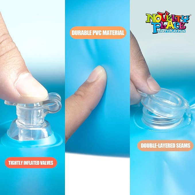 Novelty Place Inflatable Ice Serving Buffet Bar with Drain Plug - Blue Salad Food Tray and Drinks Cooler for Party Picnic & Camping (Pack of 1)